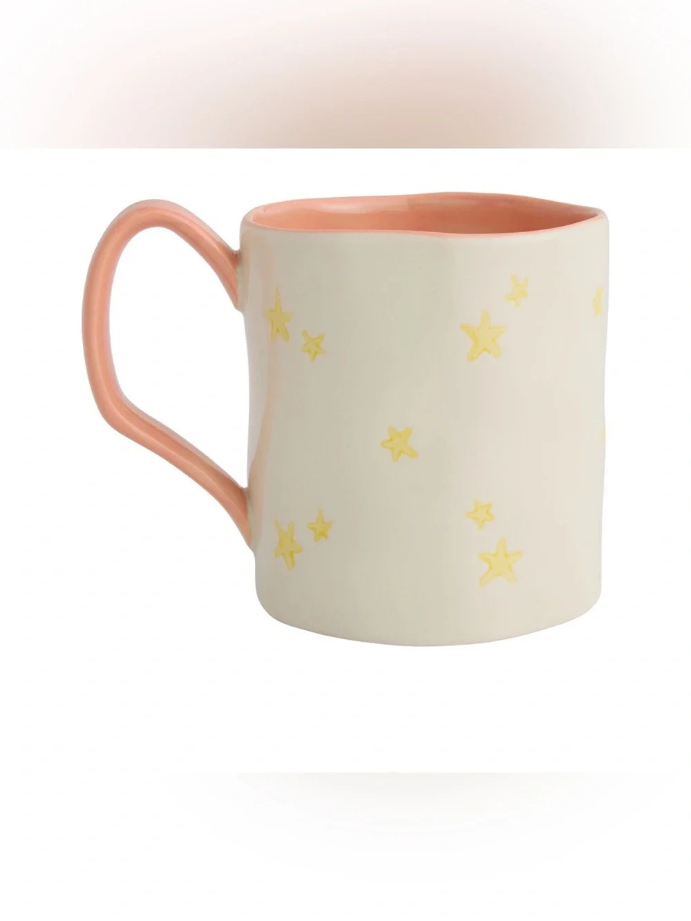 2 NEW Coral and Yellow Sun Hand Painted Ceramic Mugs